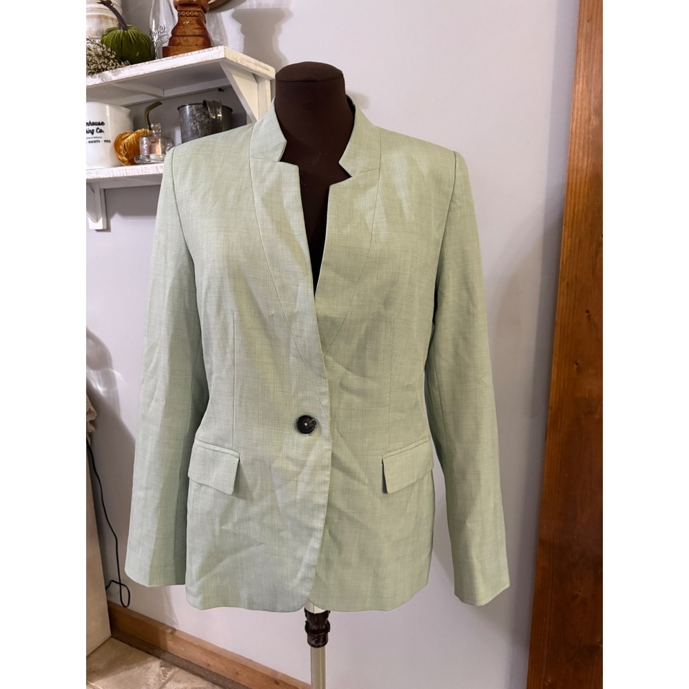Zara Blazer women's Size 8 Mint Green Notched Collar Single Button Jacket
